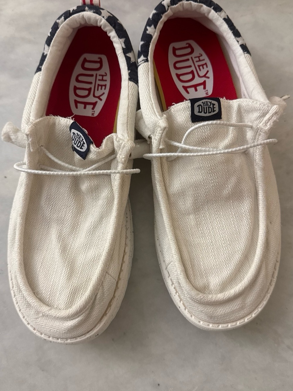 Hey Dude Kids White Canvas Slip-On Sneakers with Star-Trim